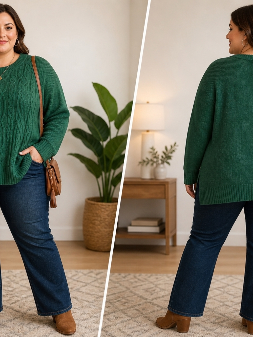 NWT Molly Isadora Plus 4X Green Cable Knit Sweater Contemporary Casual Cozy Core